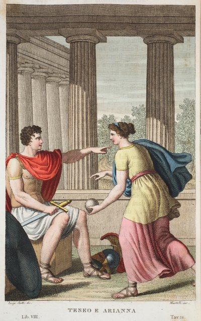 Theseus and Ariadne, Book VIII, Illustration from Ovid